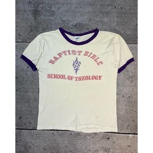 "School Of Theology" Ringer Tee (S) - 1970s